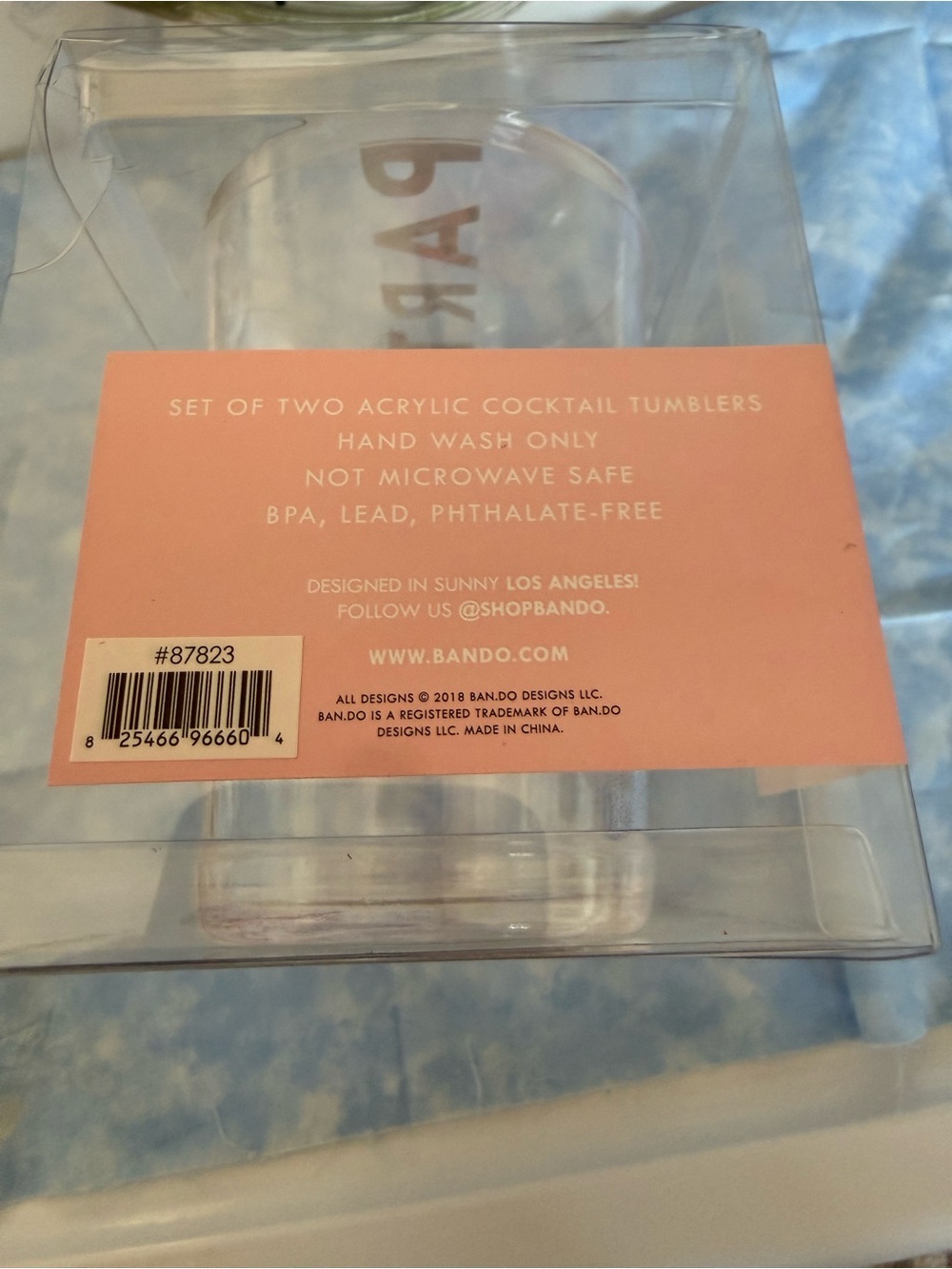 *NEW* ban.do Pink 'Good Mood' Cocktail Tumblers - Set of 2 - Picture 3 of 3